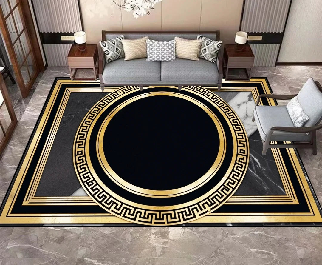 Tapis effet marbre vintage  motif rond 