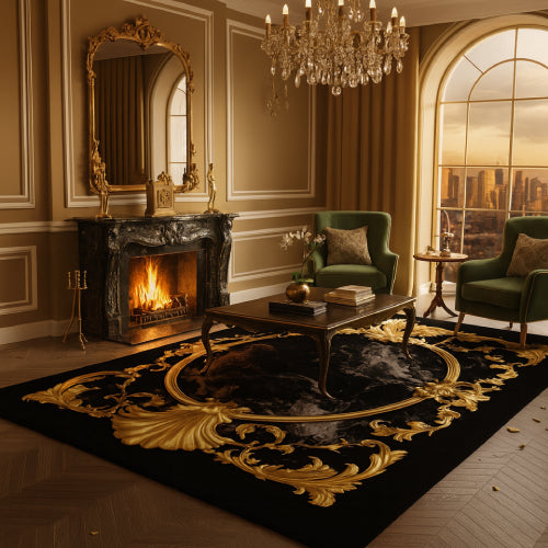 Tapis effet marbre vintage table 