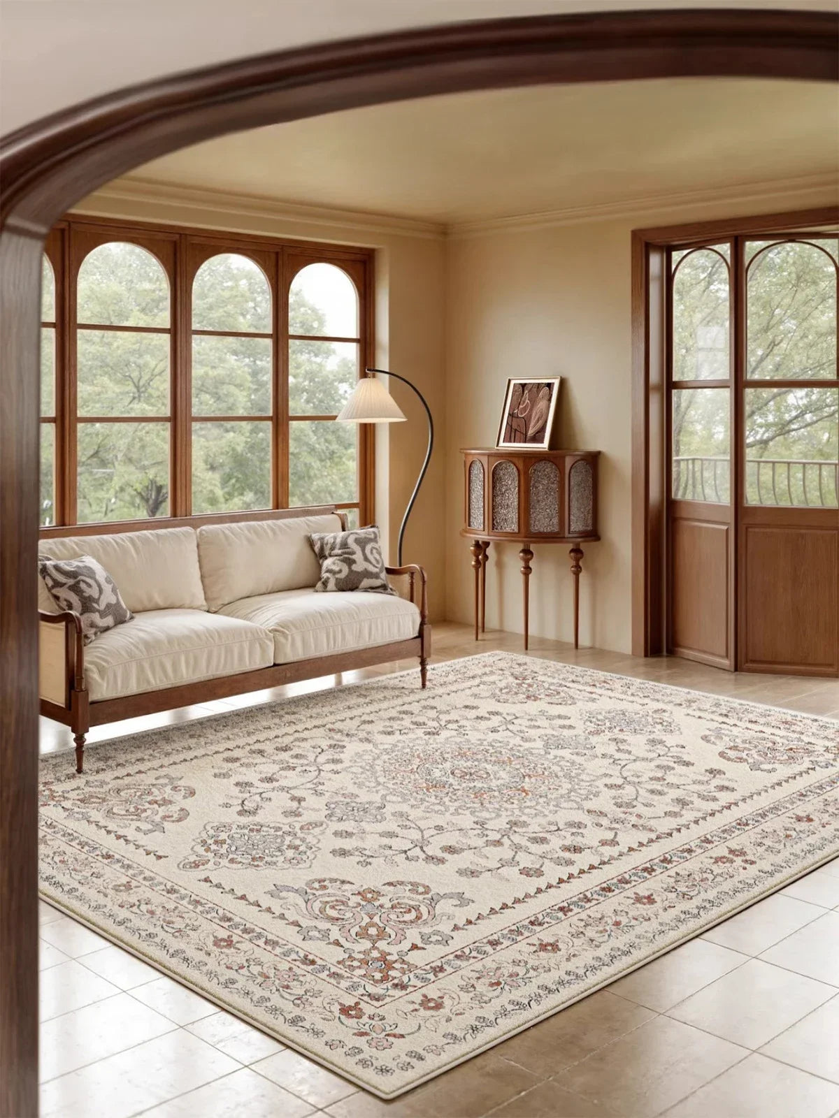 Tapis gris vintage salon