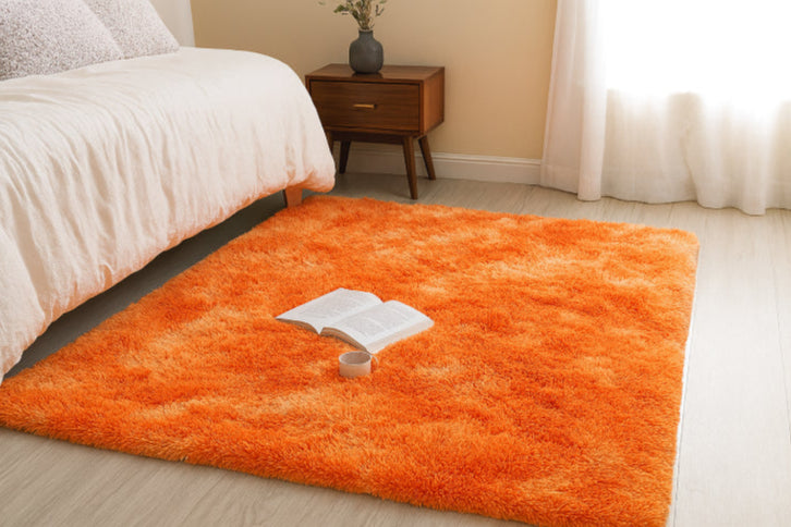 Tapis orange vintage parquet