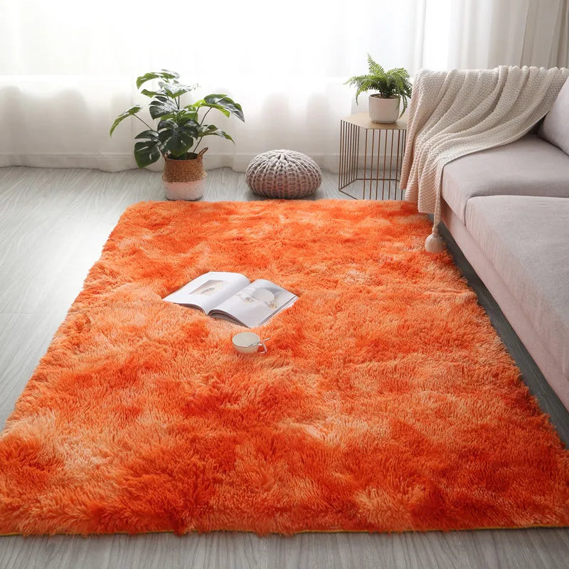 Tapis orange vintage salon