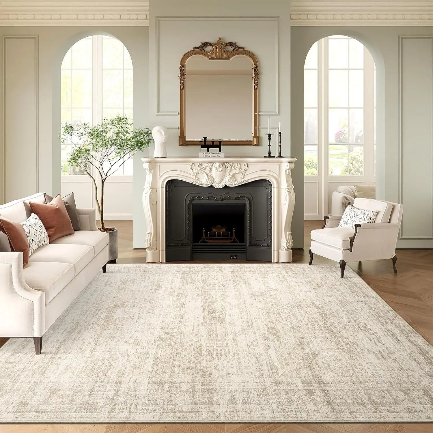 Tapis vintage beige salon