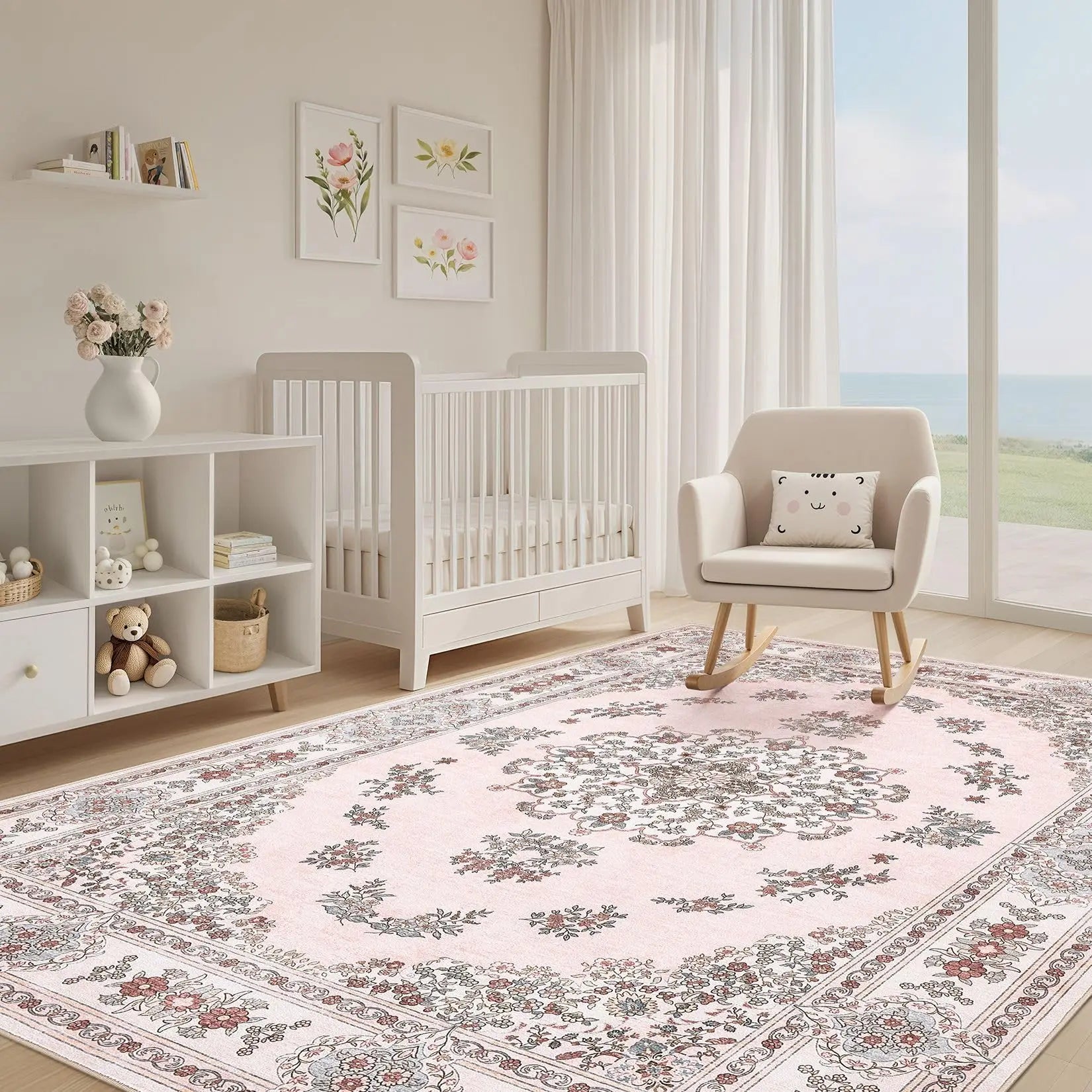 Tapis vintage rose chambre