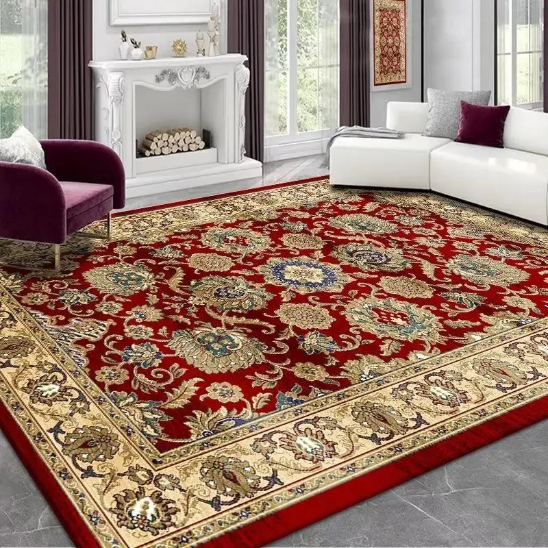 Tapis vintage rouge fleur