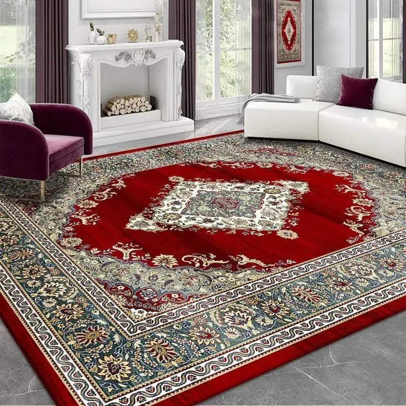 Tapis vintage rouge salon