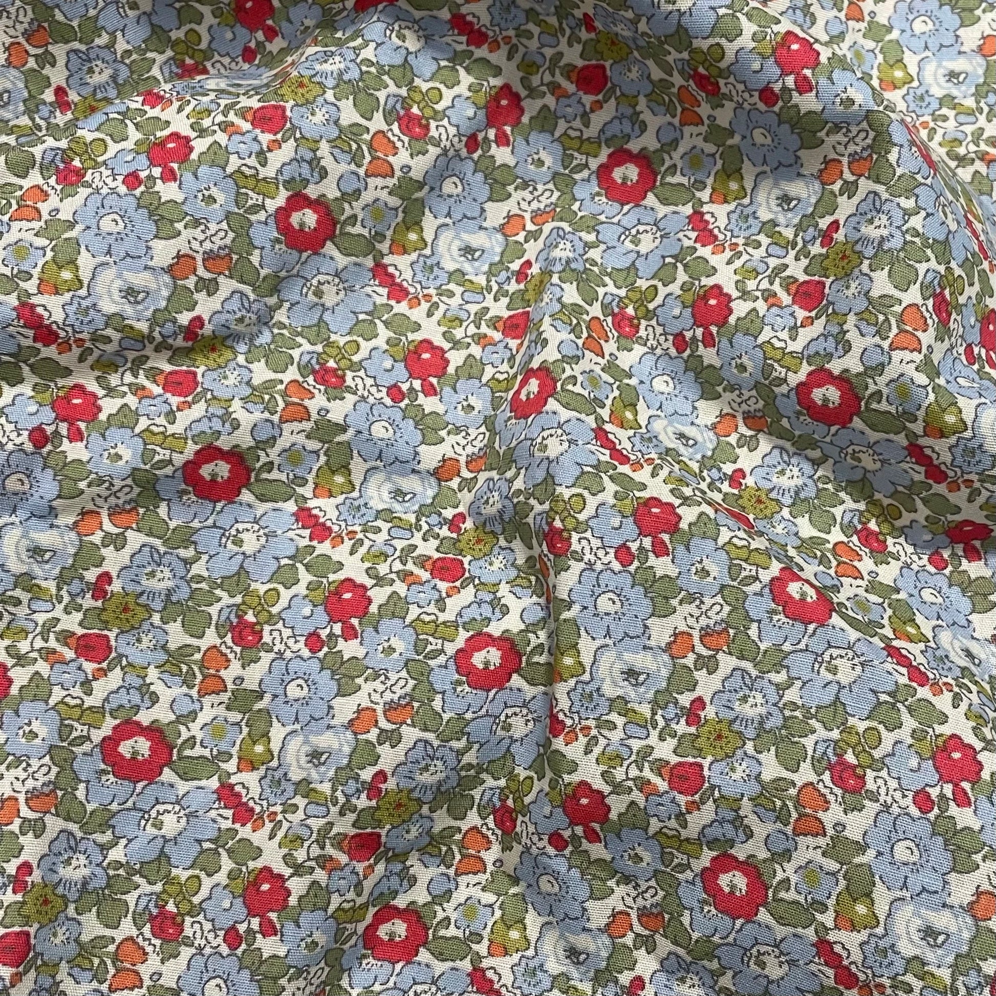 Tissu fleur vintage fleur rouge