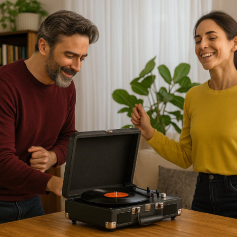 Tourne disque vintage homme femme