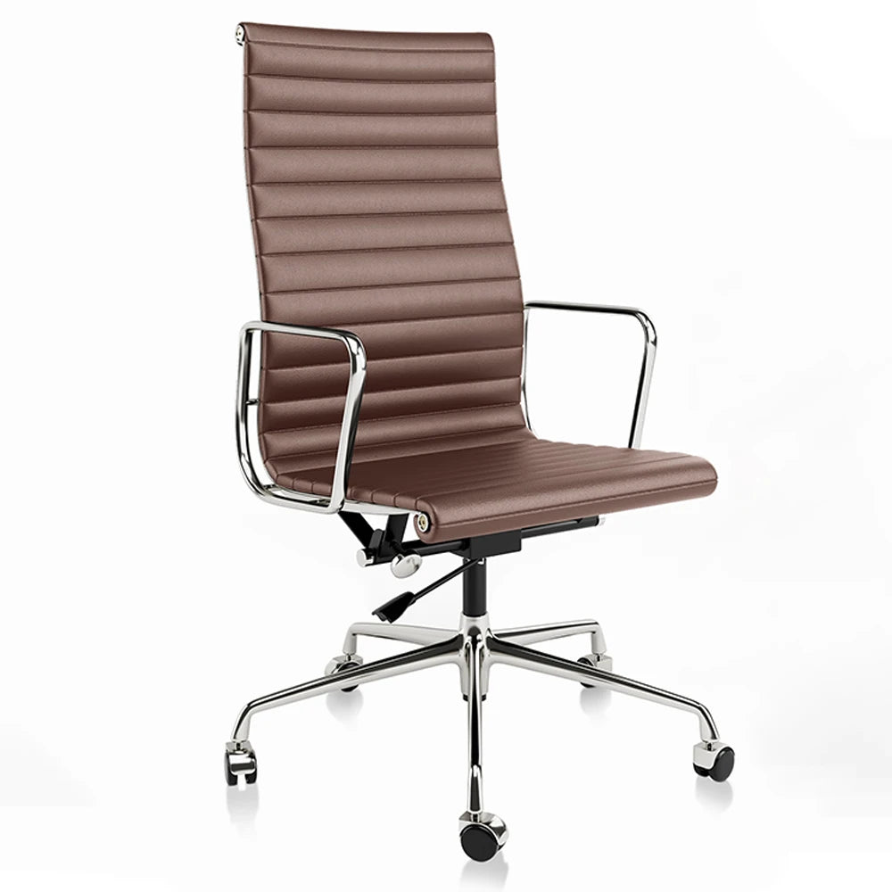 chaise de bureau vintage industrielle marron  cuir