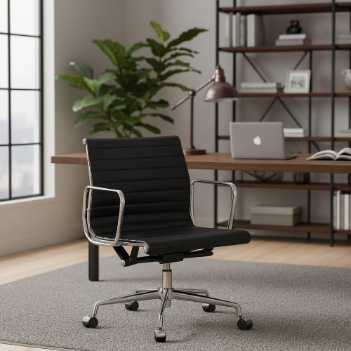 chaise de bureau vintage industrielle  tapis 