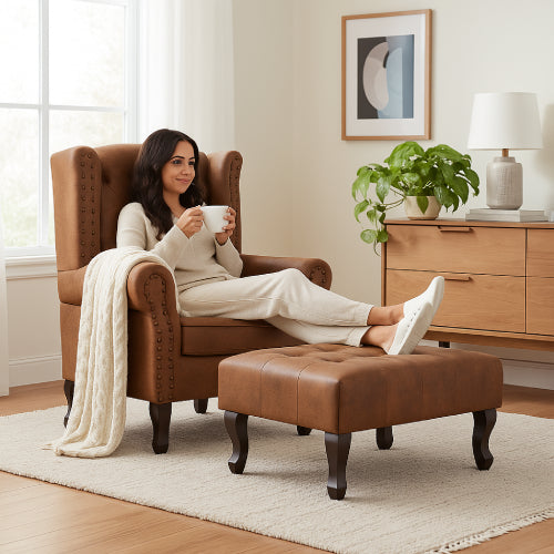 fauteuil chesterfield cuir vintage fille 