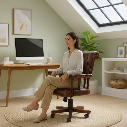 fauteuil de bureau cuir vintage fille 