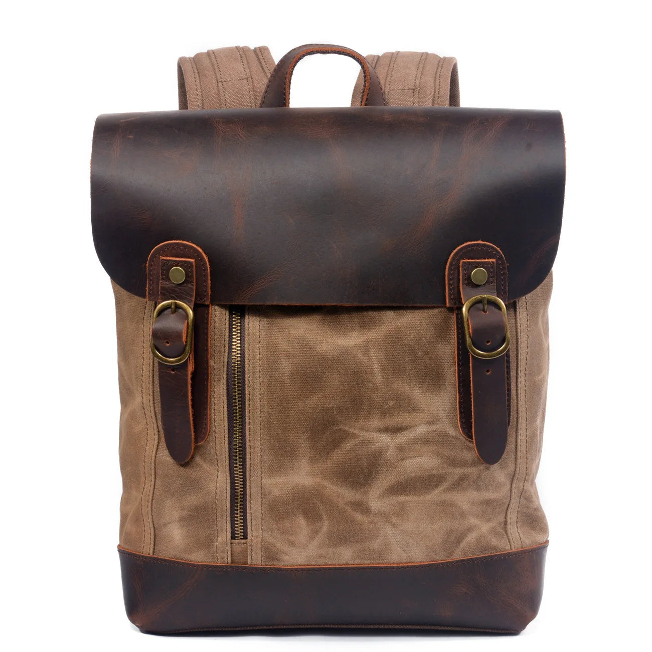 sac à dos en cuir vintage kaki