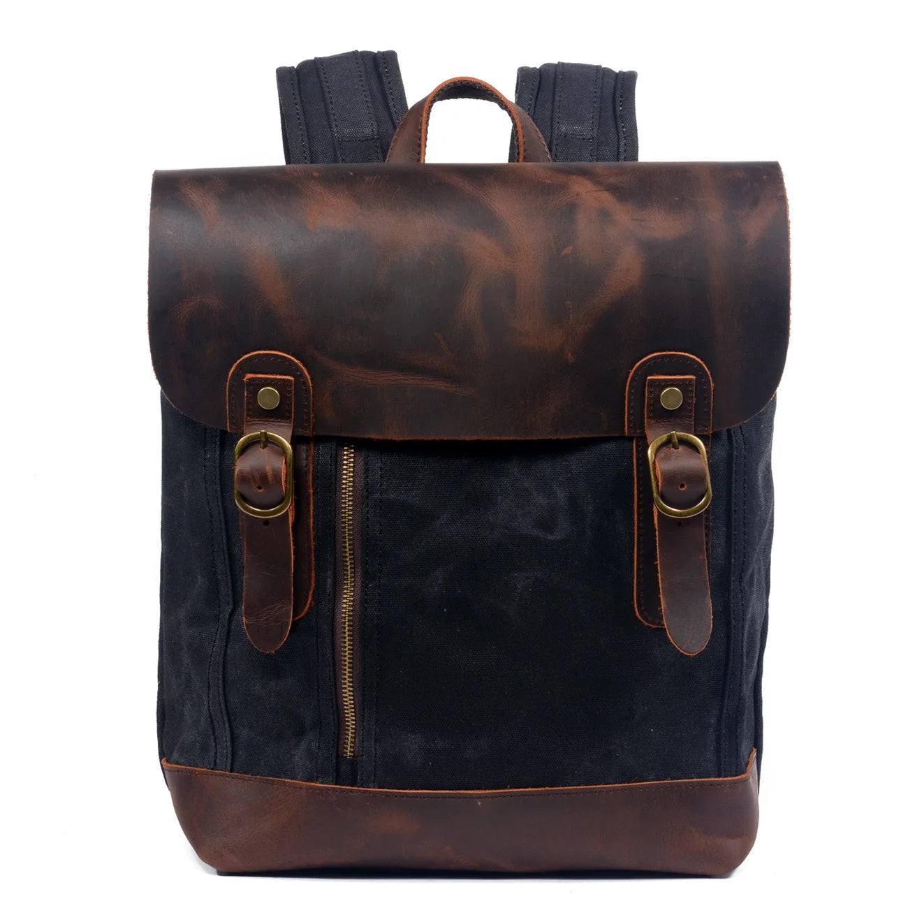 sac à dos en cuir vintage noir