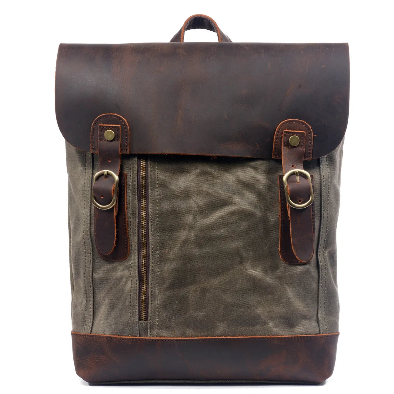 sac à dos en cuir vintage vert