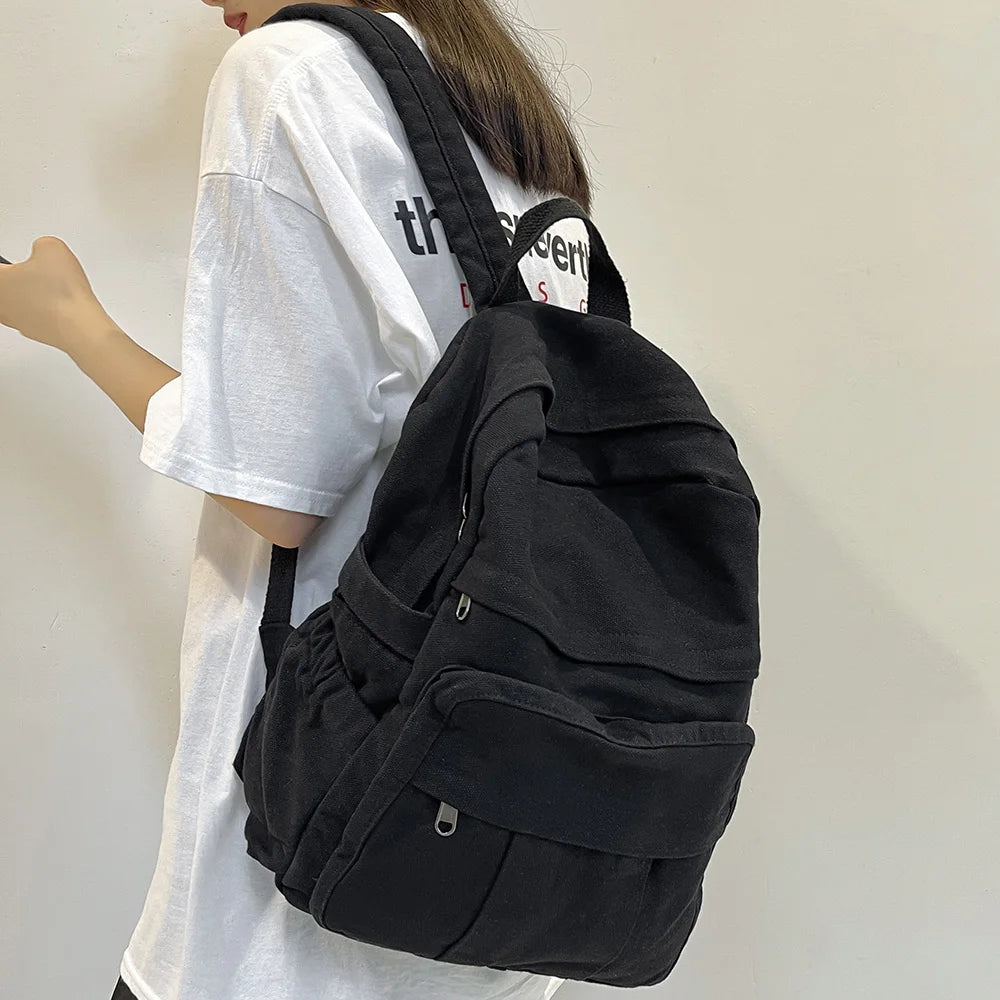 sac à dos en tissu vintage  noir