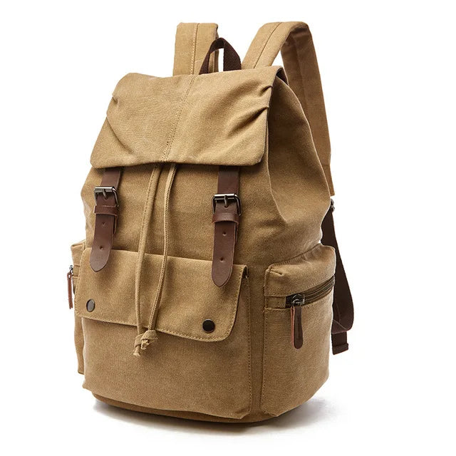 sac à dos vintage en tissu kaki