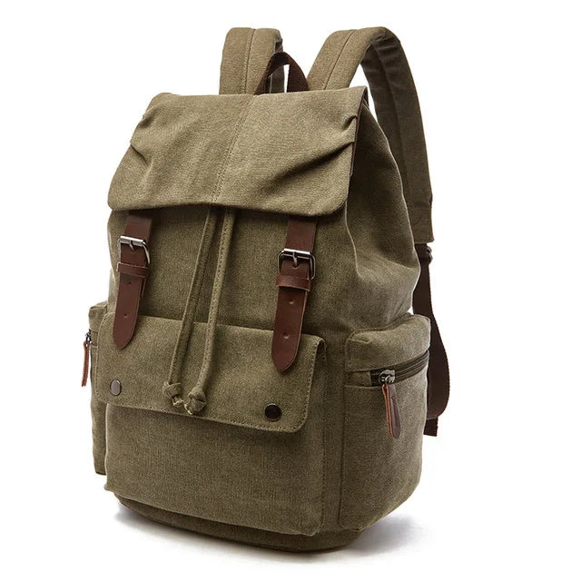 sac à dos vintage en tissu vert militaire