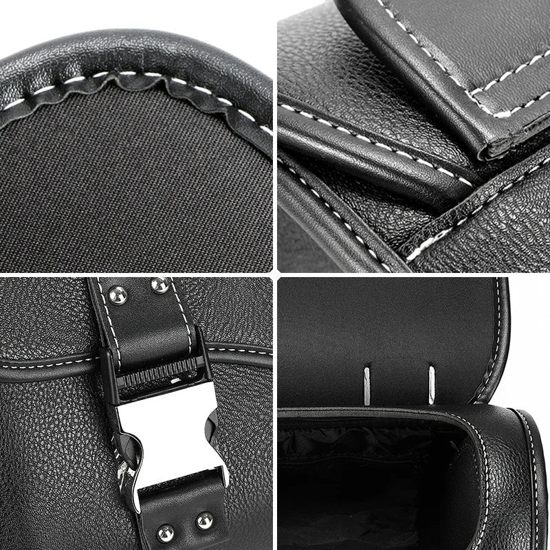 sacoche moto noir couture